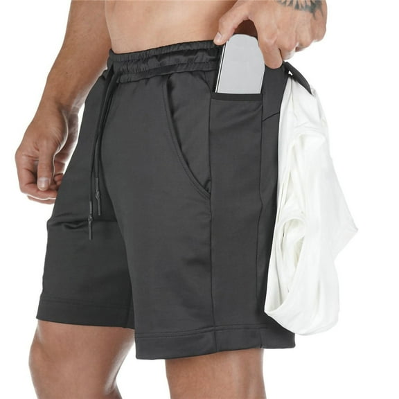 Men's Casual Sports Workout Short,Men Fitness Running Shorts Athletic Gym Shorts with Pockets & Towel Loop