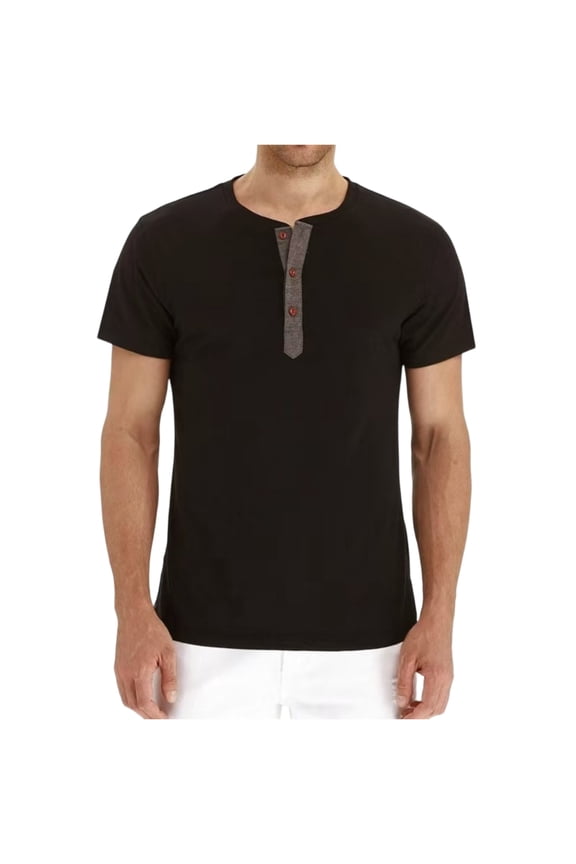 Men's Casual Sporty Solid Color T-Shirt and Shirt Combo - Round Neck Short-Sleeve Top for Men, Lightweight Athletic Wear, Breathable Fabric, Versatile Style,Black,S