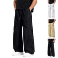 thumbnail image 1 of Men's Casual Straight Cargo Pants, Trousers, Joggers, Relaxed Fit Elastic Waist Drawstring Multi-Pockets, Stretchy Breathable Lightweight Outdoor Hiking Travel Camping Daily, 1 of 7