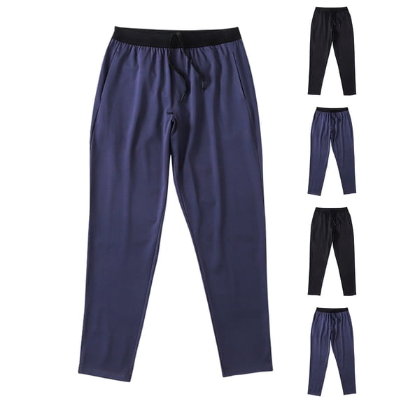 Men's Casual Straight Leg Joggers Trousers, Elastic Waist Drawstring Wide Leg Pants, Quick Dry Lightweight Breathable Cargo, Gym Workout Running Athletic Daily Activewear