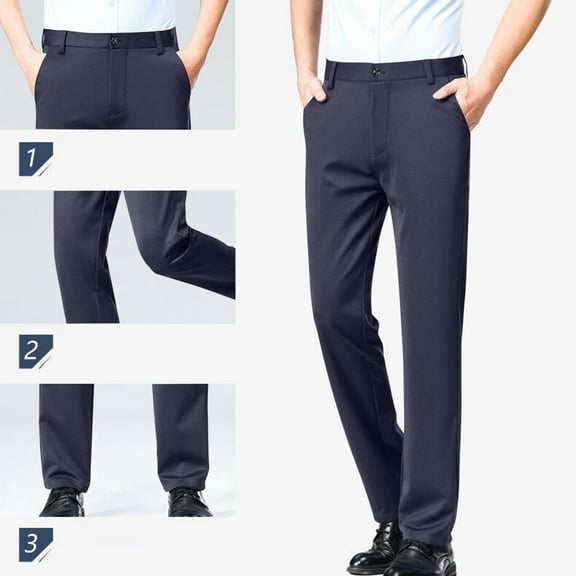 Men's Casual Straight Leg Pants with Elastic Waist for Outdoor Activities and Daily Wear