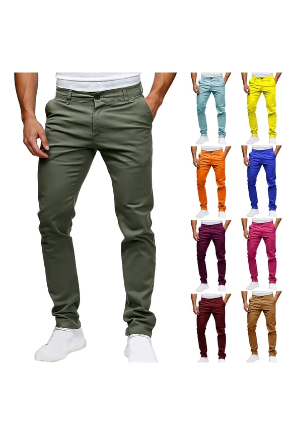 Men's Casual Straight Leg Trousers, Pants, Button Closure Nylon Spandex Stretchy, Lightweight, Breathable for Daily, Work, Travel, Summer Essentials | JASKFLY,Army Green L