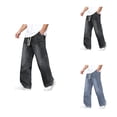 thumbnail image 1 of Men's Casual Stretch Denim Pants, Relaxed Fit Jeans with Classic Design, Durable Fabric, Straight Leg Loose Hop Vintage Style, Baggy Streetwear with Pockets â Fall Winter Trendy Y2K Denim, 1 of 4