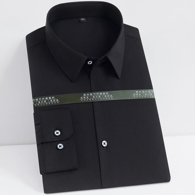 Men's Casual Stretchy Long Sleeve Solid Dress Shirt Without Pocket Formal Business Standardfit