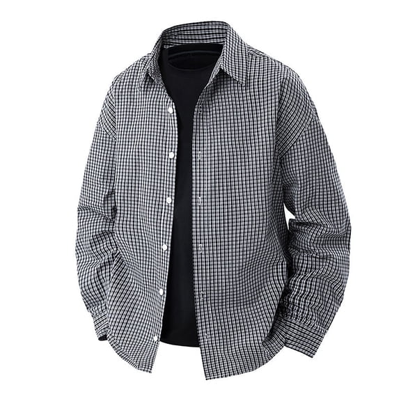 Men's Casual Striped Shirts Button Down Lapel Neck Long Sleeve Cardigan Loose Summer Beach Overshirt