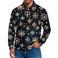 thumbnail image 1 of Men's Casual Style Christmas Print Loose Fit Henley Shirt Long Sleeve Top for Relaxed Comfort, Holiday Themed Casual Wear for Men,Yellow,S, 1 of 7