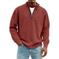 thumbnail image 1 of Men's Casual Style Quarter-Zip Collar Hoodie - Burgundy, Size XXXXXL, 1 of 7