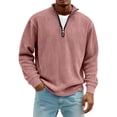 thumbnail image 1 of Men's Casual Style Quarter-Zip Collar Hoodie - Pink, Size XXL, 1 of 6