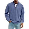 thumbnail image 1 of Men's Casual Style Quarter-Zip Collar Hoodie - Royal Blue, Size S, 1 of 6