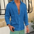 thumbnail image 1 of Men's Casual Stylish Short Sleeve Button-Up Solid Shirt Cotton Beach Shirts V-Neck Casual Button T-shirt Blue XXL, 1 of 5