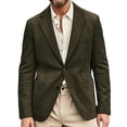 thumbnail image 1 of Men's Casual Suede Blazer, Slim-Fit Single-Breasted Winter Jacket, Dark Green, L, 1 of 6