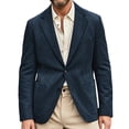 thumbnail image 1 of Men's Casual Suede Blazer, Slim-Fit Single-Breasted Winter Jacket, Navy Blue, S, 1 of 5