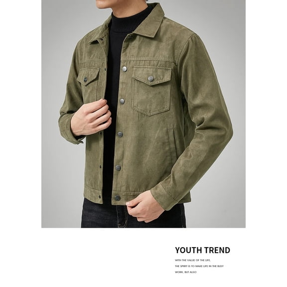 Men's Casual Suede Brushed Fabric Youth Fashion British Style Jacket