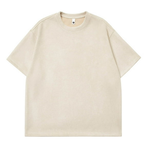 Men's Casual Suede Short Sleeve T-Shirt Loose Fit Round Neck Solid Color Fashion Top for Sports and Daily Wear Men's Oversized Tee Summer Tops Streetwear