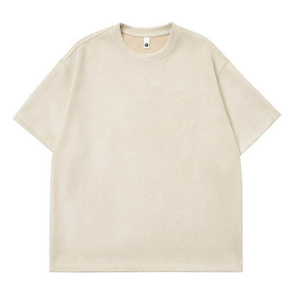 Men's Casual Suede Short Sleeve T-Shirt Loose Fit Round Neck Solid Color Fashion Top for Sports and Daily Wear Men's Oversized Tee Summer Tops Streetwear
