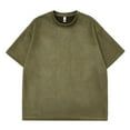 thumbnail image 1 of Men's Casual Suede Short Sleeve T-Shirt Loose Fit Round Neck Solid Color Fashion Top for Sports and Daily Wear Men's Oversized Tee Summer Tops Streetwear, 1 of 4