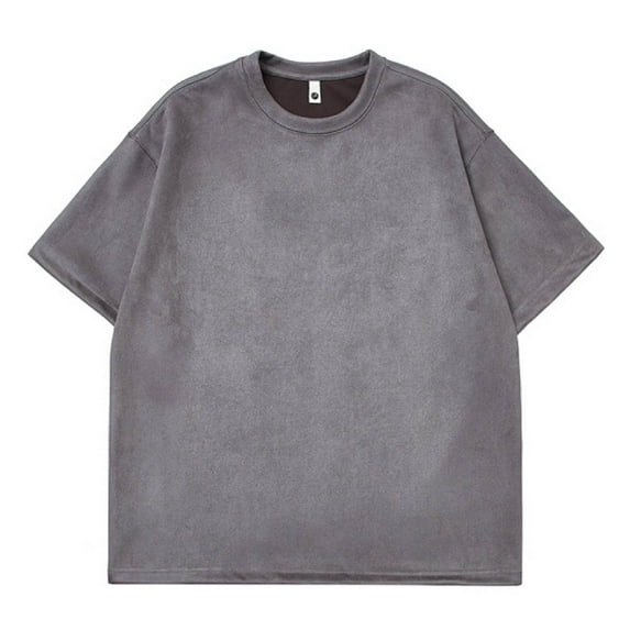 Men's Casual Suede Short Sleeve T-Shirt Loose Fit Round Neck Solid Color Fashion Top for Sports and Daily Wear Men's Oversized Tee Summer Tops Streetwear