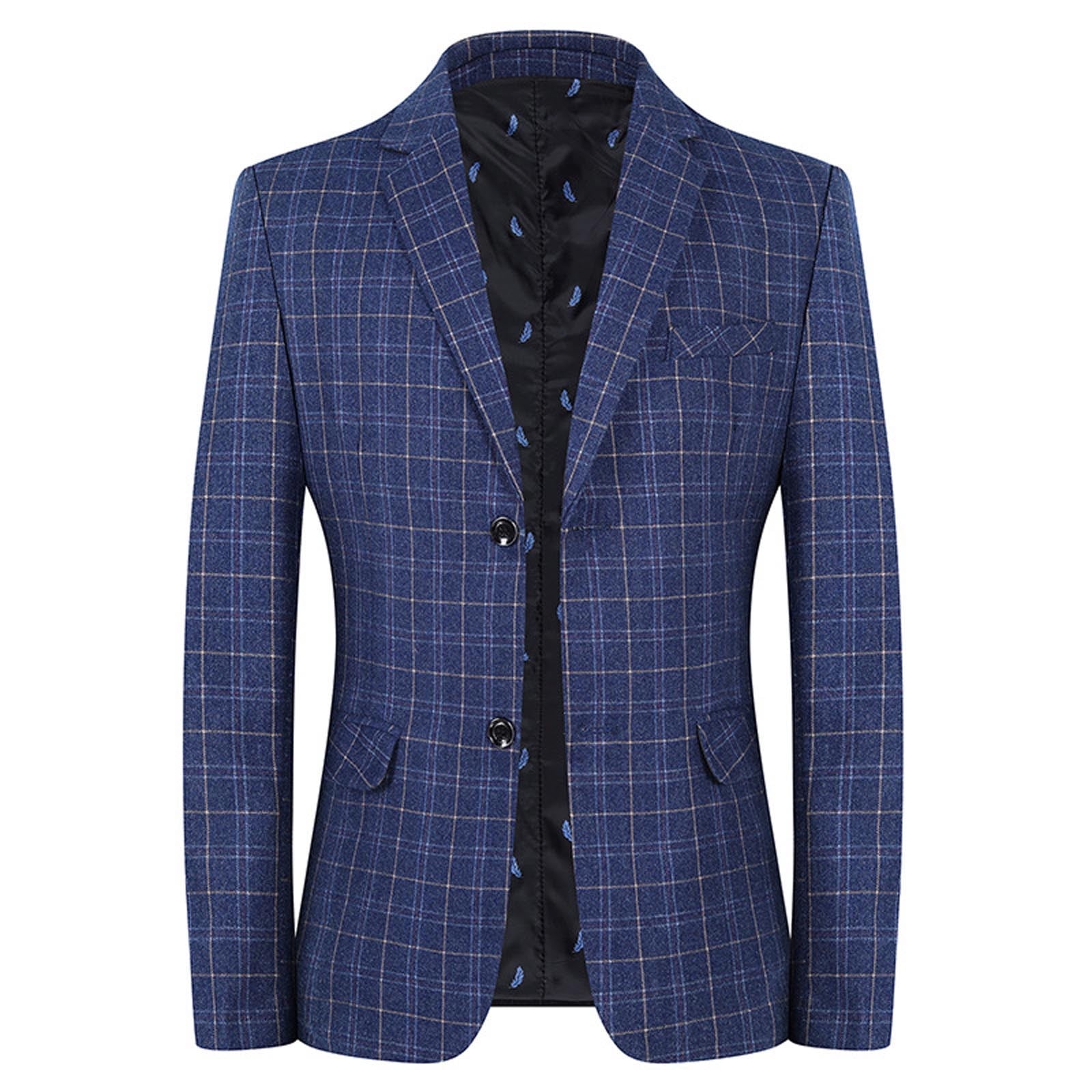 Men's Casual Suit Blazer Jackets Slim Fit Plaid Sports Coat Lightweight Vintage Elegant Mens