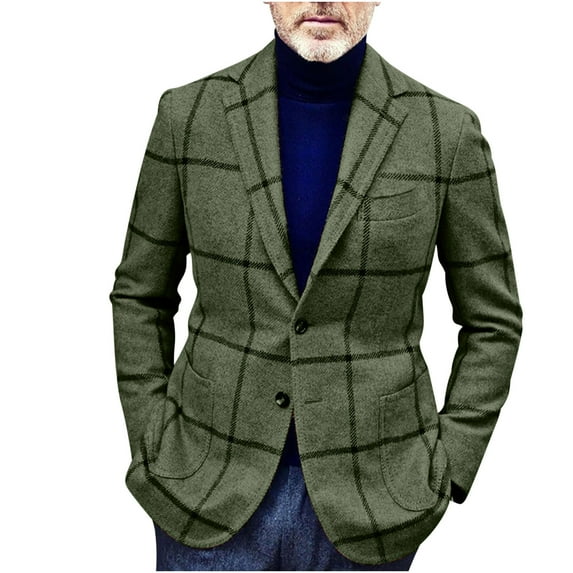 Men's Casual Suit Jacket Fashion Solid Color Single Two Button Slim Fit Suit Jacket Blazer Green,XL