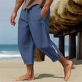 thumbnail image 1 of Men's Casual Summer Harem Capri Pants Solid Lightweight Loose Fit Beach Comfortable Trousers Men's Comfortable Lightweight Hiking Pants Kids Pull On Sweatpants, 1 of 4