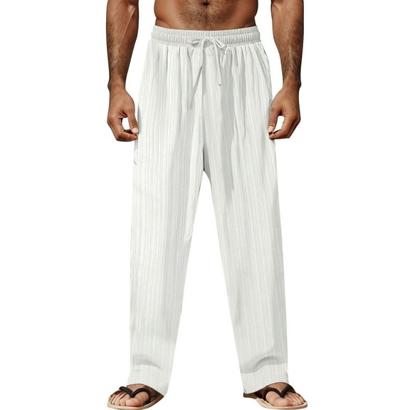 Men's Casual Summer Pants Loose Fit Comfortable Breathable Lightweight Long Trousers for Daily Wear Leisure Activities Men's Dress Pants Relaxed Fit Breathable Adaptive