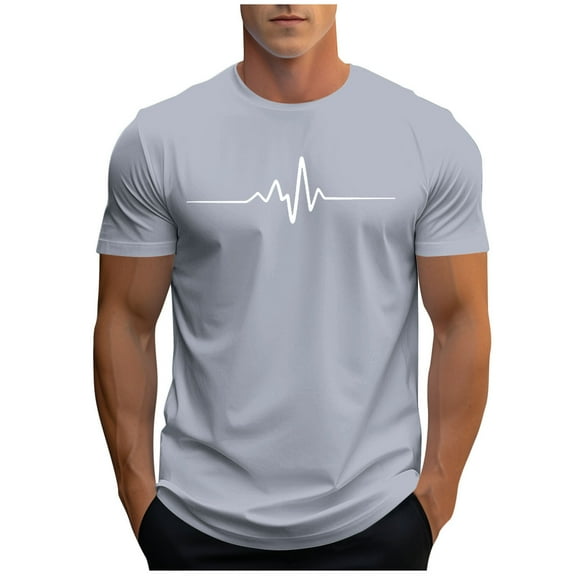 Men's Casual Summer Short Sleeve T-Shirts Gradient Crew Neck Tee Tops Lightweight Cotton Print T Shirt