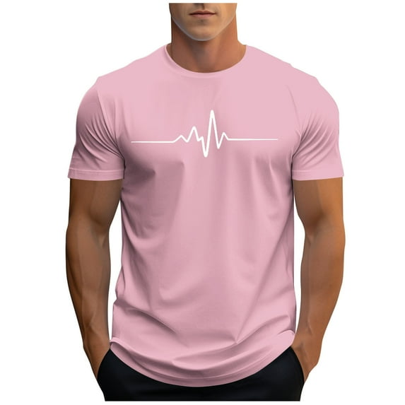 Men's Casual Summer Short Sleeve T-Shirts Gradient Crew Neck Tee Tops Lightweight Cotton Print T Shirt