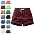 thumbnail image 1 of Men's Casual Summer Solid Color Casual Comfortable Drawstring Pocket Elastic Waist Shorts Mens Capri pants Drawstring Pockets Elastic Waist Lightweight Summer Athletic Beach Shorts, 1 of 3