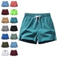 thumbnail image 1 of Men's Casual Summer Solid Color Casual Comfortable Drawstring Pocket Elastic Waist Shorts Mens Capri pants Drawstring Pockets Elastic Waist Lightweight Summer Athletic Beach Shorts, 1 of 8