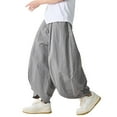 thumbnail image 1 of Men's Casual Summer Wide Leg Pants Breathable Comfortable Outdoor Beach Daily Wear Loose Fit Split Hem Lightweight Men's Pants Stretch Waist Big and Tall Summer, 1 of 6