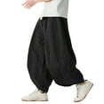 thumbnail image 1 of Men's Casual Summer Wide Leg Pants Breathable Comfortable Outdoor Beach Daily Wear Loose Fit Split Hem Lightweight Men's Pants Stretch Waist Big and Tall Summer, 1 of 6