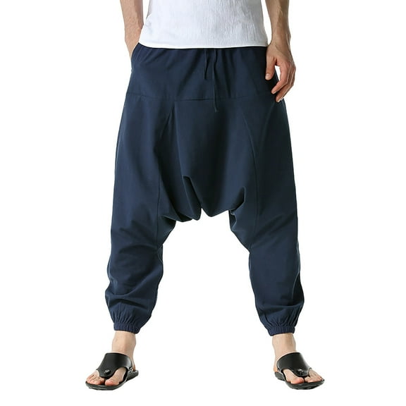 Men's Casual Summer Yoga Pants Loose Fit Drawstring Waist Comfortable Breathable Lightweight Stretchy with Pockets for Outdoor Sports Mens Beach Pants Trousers Vacation Cargo Pants