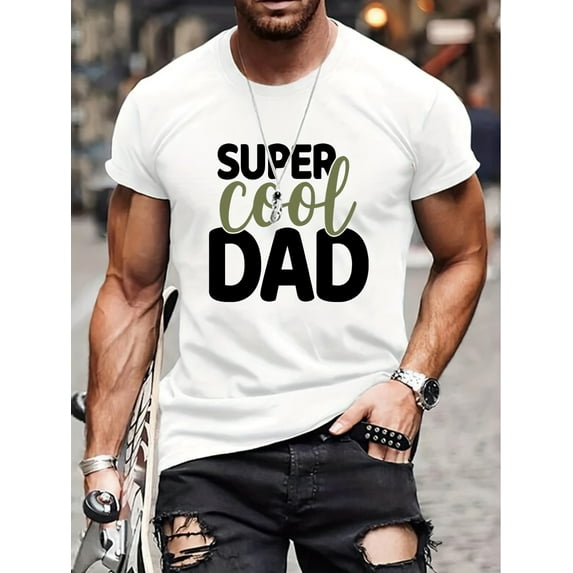 Men's Casual "Super Cool Dad" Print Crew Neck Short Sleeves T-shirts for SummerFather's Day, Mother's Day, New Year, Spring Festival, Valentine's Day, Independence Day, birthdays, parties, gifts