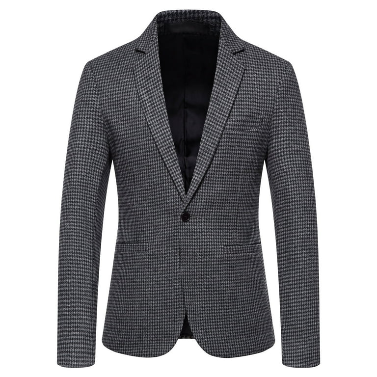Men's Casual Swallow Gird Single Button Blazers Lapel Collar Pocket Suit  Coat 48l Suits Mens Suites 