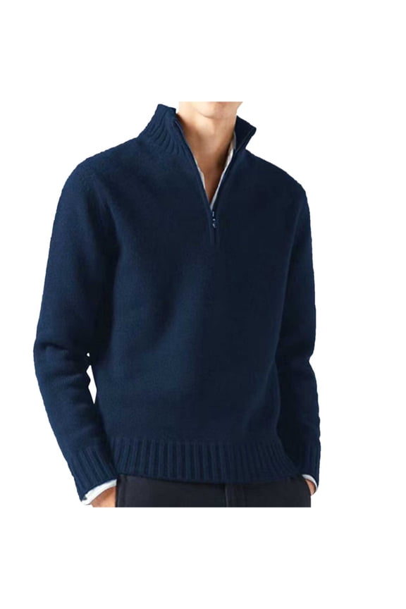 Men's Casual Sweater Coat Warm Wool Knit Half Zip Long Sleeve Outerwear for Fall Winter