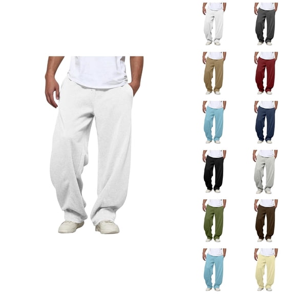 Men's Casual Sweatpants Loose Fit Elastic Waist Drawstring Casual Baggy Pants Trousers with Pockets