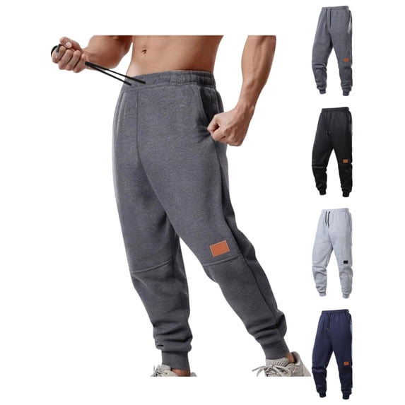 Men's Casual Sweatpants Sport Pocket Drawstring Solid Color Elastic Waist Jogger Simple Basic Style