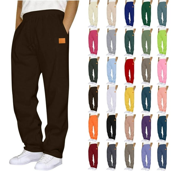 Men's Casual Sweatpants Sports Straight Leg Casual Fashion Trend Men's Pants Solid Leather Label Men's Pants Sweatpants