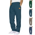 thumbnail image 1 of Men's Casual Sweatpants Straight Leg Pants Joggers, Elastic Waist Drawstring Relaxed Fit, Lightweight Breathable for Gym Workout Running Daily, Athletic Activewear | AESTIVO,Blue 2XL, 1 of 4