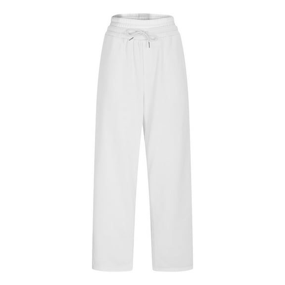 Men's Casual Sweatpants Wide Leg Loose Drawstring Cotton Elastic Waist Long Pants for Women and Men with Pockets (XL, White)