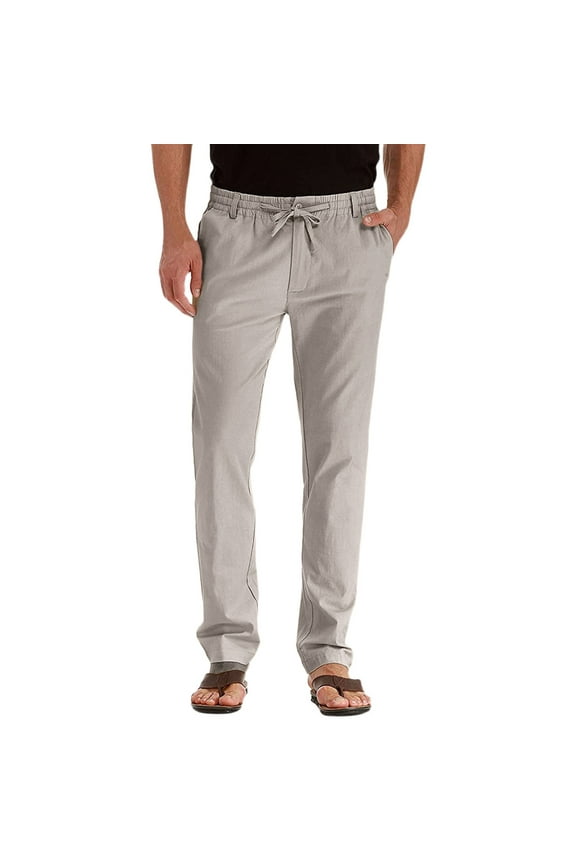 Men's Casual Sweatpants with Elastic Waistband, Zip Fly, and Adjustable Internal Drawstring for Custom Fit