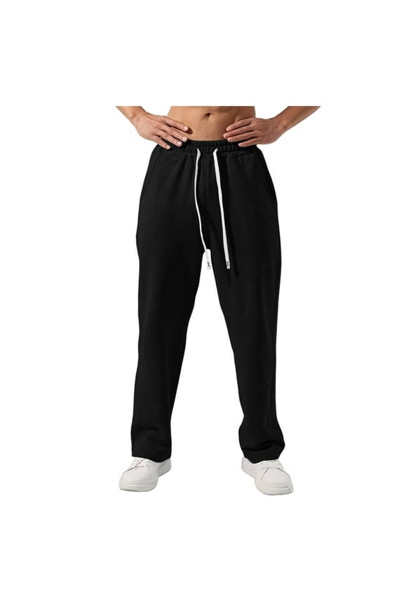 Men's Casual Sweatpants with Woven Pocket and Comfortable Waistband for Sports Wear