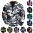 thumbnail image 1 of Men's Casual Sweatshirt American Camouflage Print Round Neck Long Sleeve Half Pullover for Winter Outdoor Wear,Gray,XL, 1 of 4