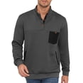 thumbnail image 1 of Men's Casual Sweatshirts Quarter Button Stand Collar Pullover Sweater Henley Waffle Knit Jacket, 1 of 3