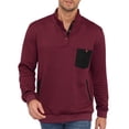 thumbnail image 1 of Men's Casual Sweatshirts Quarter Button Stand Collar Pullover Sweater Henley Waffle Knit Jacket, 1 of 3