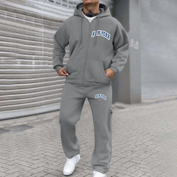 Men's Casual Sweatsuit 2 Piece Sweatsuit Jogging Suits Full Zip Jacket Pants Outfits Casual Athletic Jogging Warm Up Sets