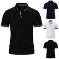 thumbnail image 1 of Men's Casual T-Shirt Polyester Rayon Cotton Blend Relaxed Fit Button Down Short Sleeve Turn-Down Collar Pullover Patchwork Print Breathable Soft Daily Beach Vacation | Zenithor,White 2XL, 1 of 7