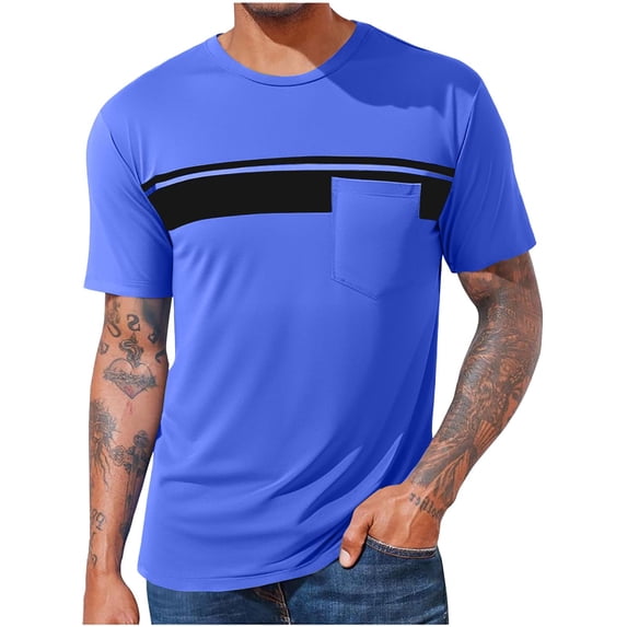Men's Casual T-Shirt Short Sleeve Loose Fit Crewneck Tee Summer Graphic Tops with Pocket 2026 Fashion