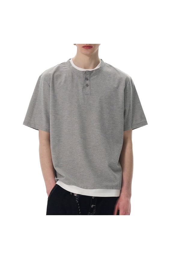 Men's Casual T-Shirt, Short Sleeve Round Neck Solid Top, Soft Polyester Fabric for Daily Wear and Layering