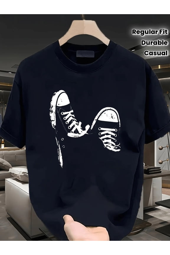 Men's Casual T-Shirt / Short Sleeve / Sneaker Print / Summer Round Neck Tee / Regular Fit / Breathable& Durable / Versatile Casual Attire